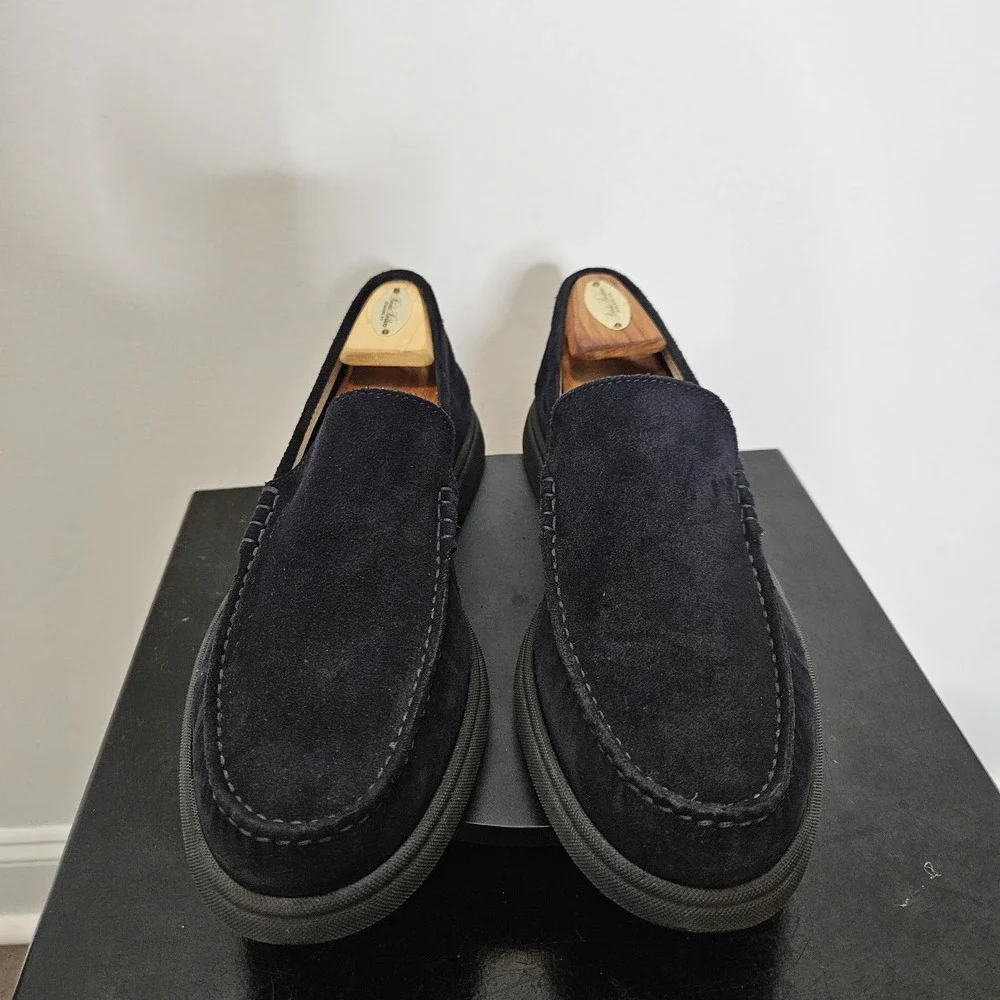 Hugo Boss Sienne Loafers Navy Blue Suede Slip-On Casual Shoes Size 10